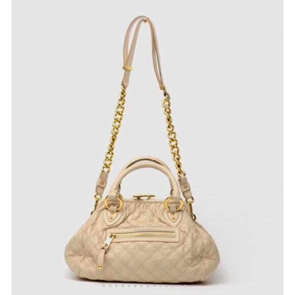 Marc Jacobs leather quilted Stam bag cream with gold hardwear - Picture 1 of 16